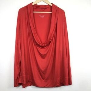 Soft Surroundings Cowl Neck Tunic Top Women's Plus Size 3X Red Long Sleeve